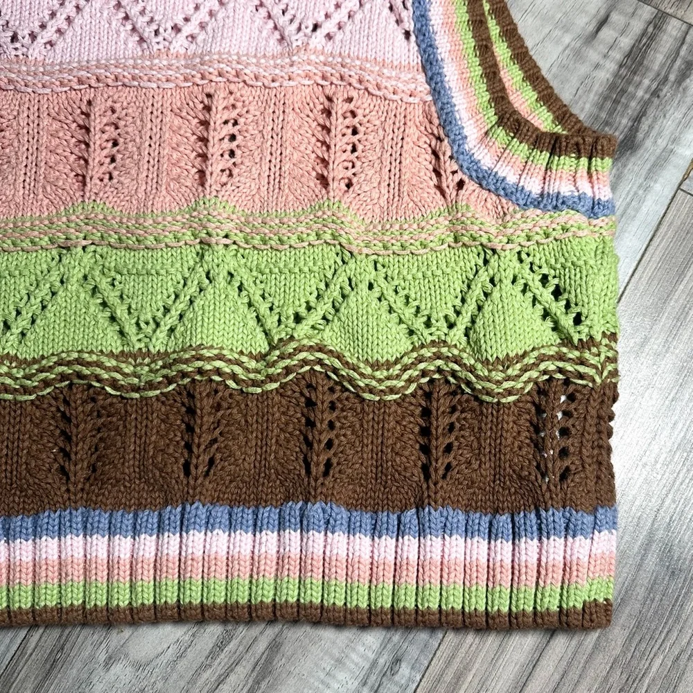 Zara Multicolor Crochet Knit Sleeveless Vest Top